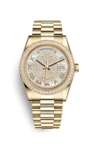 Rolex - 118348-0040 Day-Date 36 Yellow Gold Diamonds / President Diamond / Paved Roman