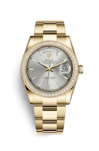 Rolex - 118348-0046 Day-Date 36 Yellow Gold Diamonds / Oyster / Silver