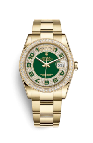 Rolex - 118348-0059 Day-Date 36 Yellow Gold Diamonds / Oyster  / Green Paved