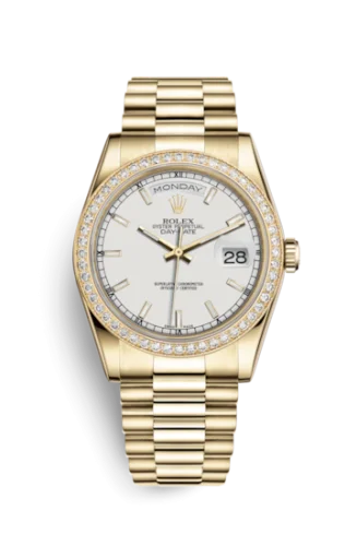 Rolex - 118348-0070 Day-Date 36 Yellow Gold Diamonds / President / White