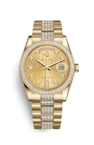 Rolex - 118348-0089 Day-Date 36 Yellow Gold Diamonds / President Diamonds / Champagne Computer