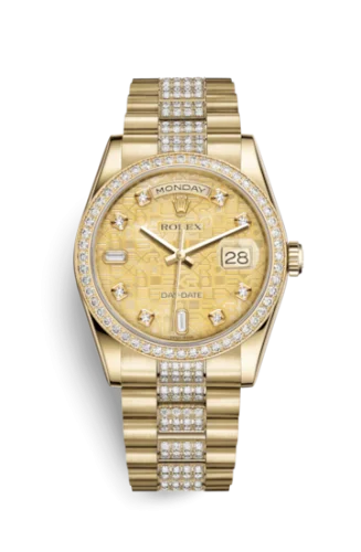Rolex - 118348-0090 Day-Date 36 Yellow Gold Diamonds / President Diamonds / Champagne MOP Computer