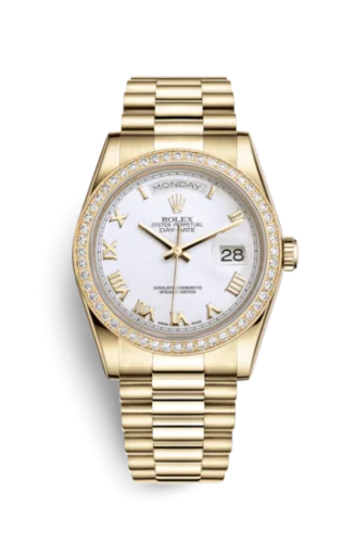 Rolex - 118348-0093 Day-Date 36 Yellow Gold Diamonds / President / White Roman