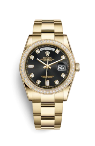 Rolex - 118348-0096 Day-Date 36 Yellow Gold Diamonds / Oyster / Black Diamonds