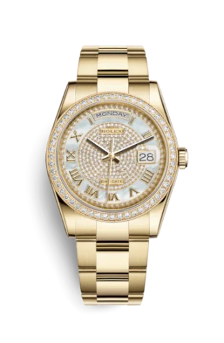 Rolex - 118348-0127 Day-Date 36 Yellow Gold Diamonds / Oyster / Paved Roman