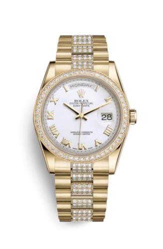 Rolex - 118348-0151 Day-Date 36 Yellow Gold Diamonds / President Diamonds / White Roman