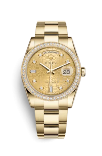 Rolex - 118348-0152 Day-Date 36 Yellow Gold Diamonds / Oyster / Champagne Computer