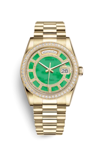Rolex - 118348-0180 Day-Date 36 Yellow Gold Diamonds / President / Green Jade Carousel