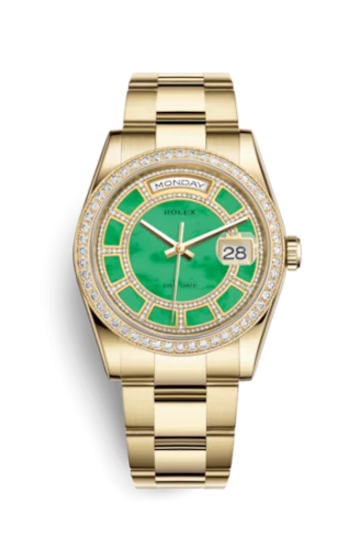 Rolex - 118348-0181 Day-Date 36 Yellow Gold Diamonds / Oyster / Green Jade Carousel