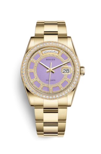 Rolex - 118348-0190 Day-Date 36 Yellow Gold Diamonds / Oyster / Lavender Jade Carousel