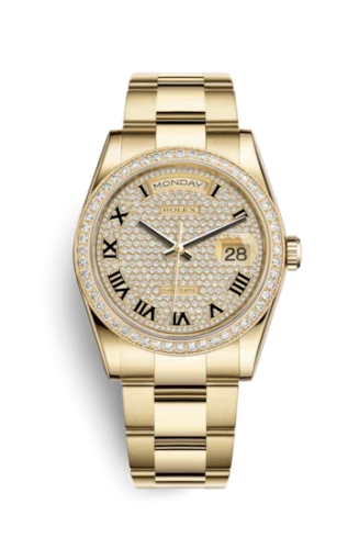 Rolex - 118348-0226 Day-Date 36 Yellow Gold Diamonds / Oyster / Paved Roman