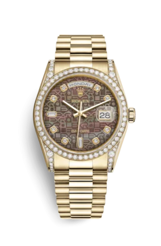 Rolex - 118388-0029 Day-Date 36 Yellow Gold Diamonds / President / Black MOP Computer