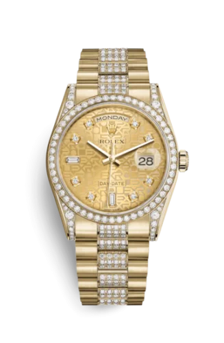 Rolex - 118388-0033 Day-Date 36 Yellow Gold Diamonds / President Diamonds / Champagne Computer