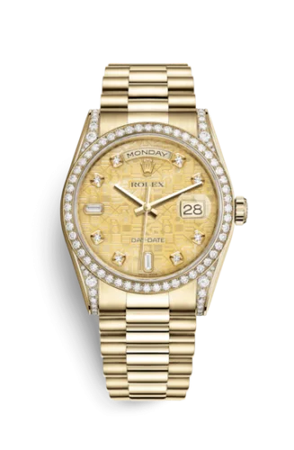 Rolex - 118388-0038 Day-Date 36 Yellow Gold Diamonds / President / Champagne MOP Computer