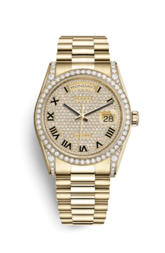 Rolex - 118388-0043 Day-Date 36 Yellow Gold Diamonds / President  / Paved Roman