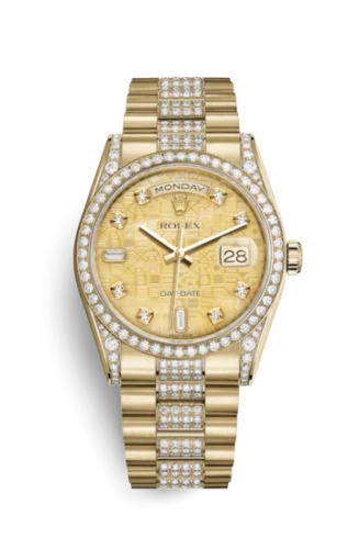 Rolex - 118388-0060 Day-Date 36 Yellow Gold Diamonds / President Diamonds / Champagne Computer