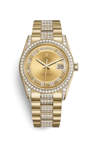 Rolex - 118388-0063 Day-Date 36 Yellow Gold Diamonds / President Diamonds / Champagne Roman