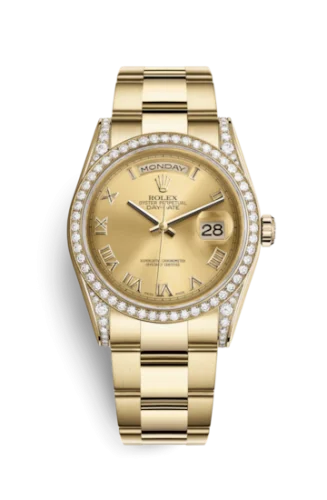 Rolex - 118388-0189 Day-Date 36 Yellow Gold Diamonds / Oyster / Champagne Roman