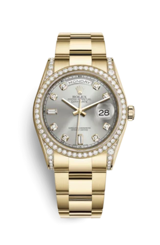 Rolex - 118388-0065 Day-Date 36 Yellow Gold Diamonds / Oyster / Silver Diamond