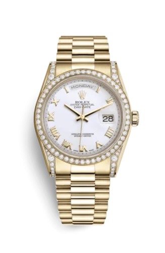 Rolex - 118388-0082 Day-Date 36 Yellow Gold Diamonds / President  / White Roman