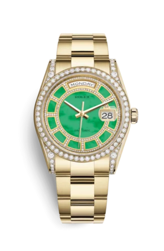Rolex - 118388-0148 Day-Date 36 Yellow Gold Diamonds / Oyster / Green Jade Carousel