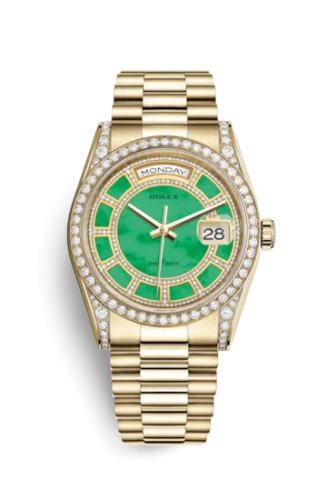 Rolex - 118388-0157 Day-Date 36 Yellow Gold Diamonds / President / Green Jade Carousel