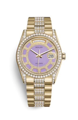 Rolex - 118388-0160 Day-Date 36 Yellow Gold Diamonds / President Diamonds / Lavender Jade Carousel