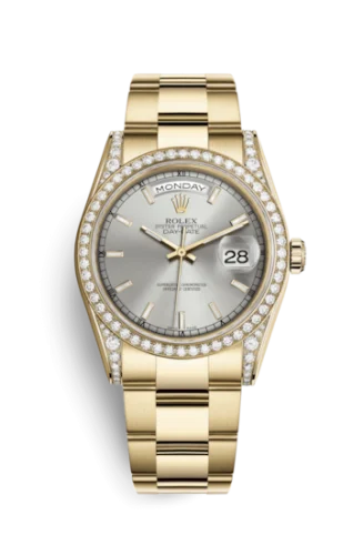 Rolex - 118388-0185 Day-Date 36 Yellow Gold Diamonds / Oyster / Silver Diamond