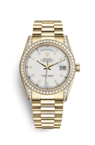 Rolex - 118388-0186 Day-Date 36 Yellow Gold Diamonds / President  / White