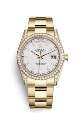Rolex - 118388-0187 Day-Date 36 Yellow Gold Diamonds / Oyster / White