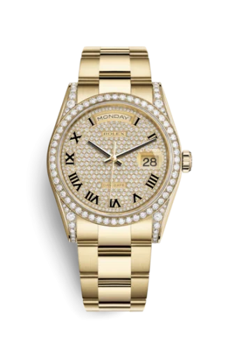 Rolex - 118388-0192 Day-Date 36 Yellow Gold Fluted / Oyster / Paved
