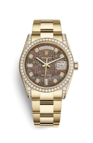 Rolex - 118388-0193 Day-Date 36 Yellow Gold Diamonds / Oyster / Black MOP Computer