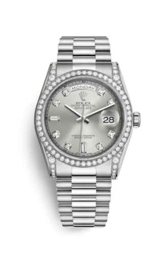 Rolex - 118389-0008 Day-Date 36 White Gold Diamonds / President / Silver Diamond