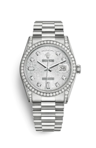 Rolex - 118389-0011 Day-Date 36 White Gold Diamonds / President  / Silver Computer