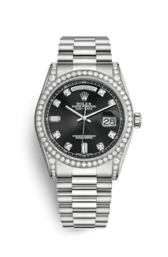 Rolex - 118389-0013 Day-Date 36 White Gold Diamonds / President / Black Diamond
