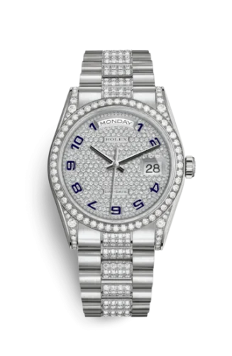 Rolex - 118389-0020 Day-Date 36 White Gold Diamonds / President Diamond / Paved