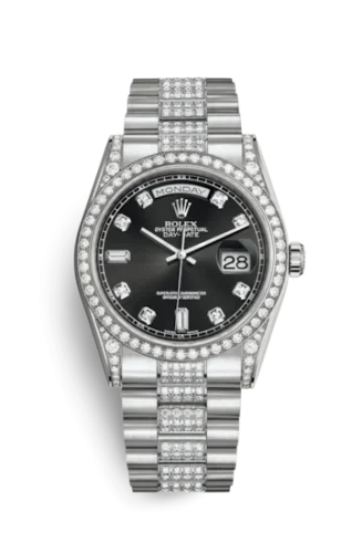 Rolex - 118389-0022 Day-Date 36 White Gold Diamonds / President Diamond / Black Diamond