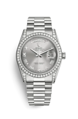 Rolex - 118389-0025 Day-Date 36 White Gold Diamonds / President  / Silver Roman