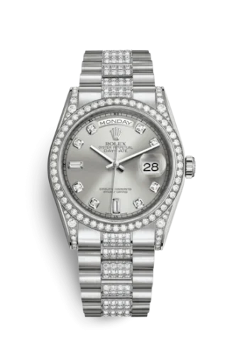 Rolex - 118389-0029 Day-Date 36 White Gold Diamonds / President Diamond / Silver Diamond