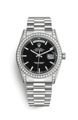 Rolex - 118389-0061 Day-Date 36 White Gold Diamonds / President / Black