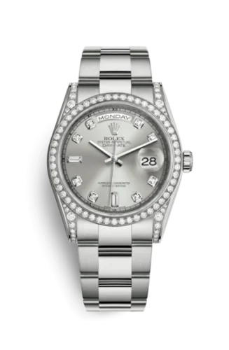 Rolex - 118389-0072 Day-Date 36 White Gold Diamonds / Oyster / Silver Diamond