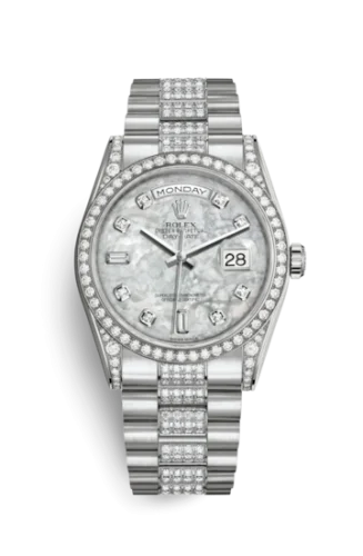 Rolex - 118389-0074 Day-Date 36 White Gold Diamonds / President Diamond / MOP