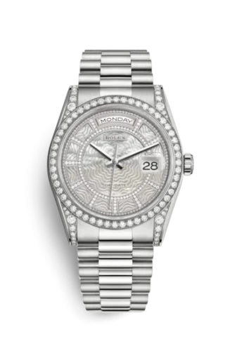 Rolex - 118389-0085 Day-Date 36 White Gold Diamonds / President / MOP Carousel