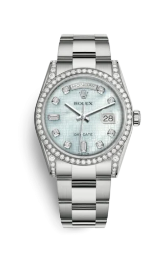 Rolex - 118389-0096 Day-Date 36 White Gold Diamond / Oyster / Oxford MOP