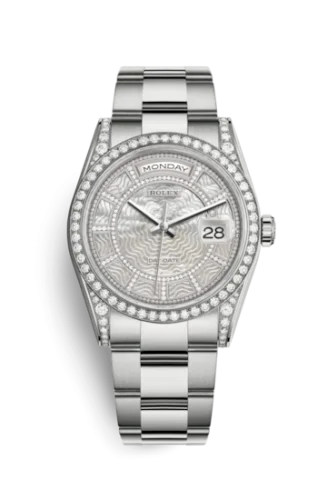 Rolex - 118389-0097 Day-Date 36 White Gold Diamonds / Oyster / MOP Carousel