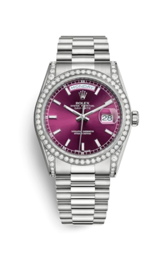 Rolex - 118389-0106 Day-Date 36 White Gold Diamonds / President  / Cherry