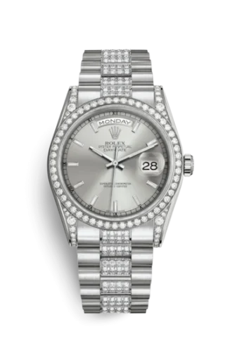 Rolex - 118389-0109 Day-Date 36 White Gold Diamonds / President Diamond / Silver