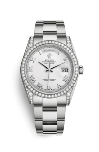 Rolex - 118389-0119 Day-Date 36 White Gold Diamonds / Oyster / White Roman