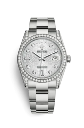 Rolex - 118389-0122 Day-Date 36 White Gold Diamonds / Oyster / Silver Computer