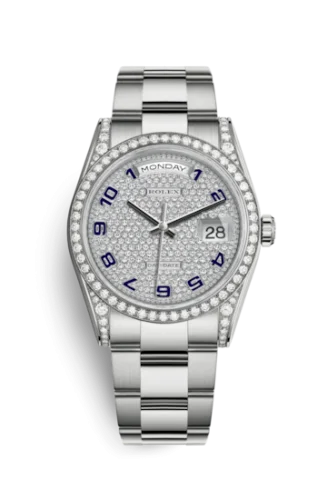 Rolex - 118389-0123 Day-Date 36 White Gold Diamonds / Oyster / Paved